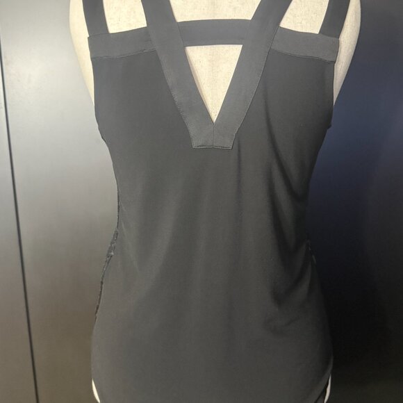 Bebe & Noir Black Sequin Beaded Tank Tops M / L & Earrings Statement Bundle - Picture 11 of 15